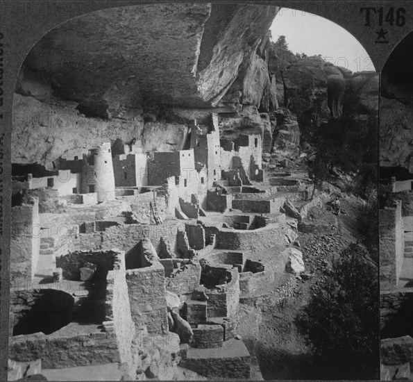 Cliff Palace, Constructed by the Ancient Pueblo Peoples, Mesa Verde, Colorado, USA, Single Image of Stereo Card, circa 1900