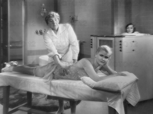 Louise Carver, Corinne Griffith & Vivien Oakland, on-set of the Film, "Back Pay", 1930