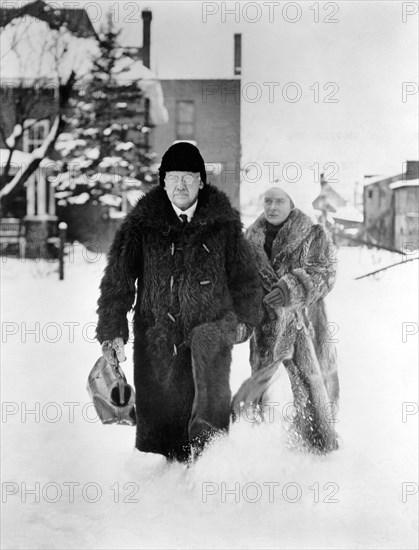 Jean Hersholt and Dorothy Peterson, on-set of the Film, "The Country Doctor", 1936