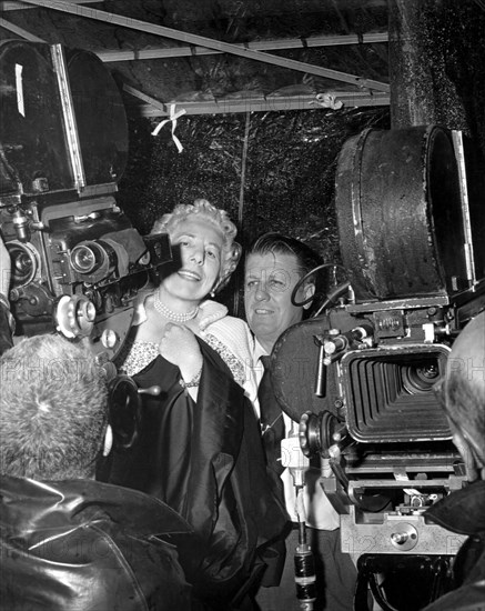 Novelist Edna Ferber and Director George Stevens, on-set of the Film, "Giant", 1956