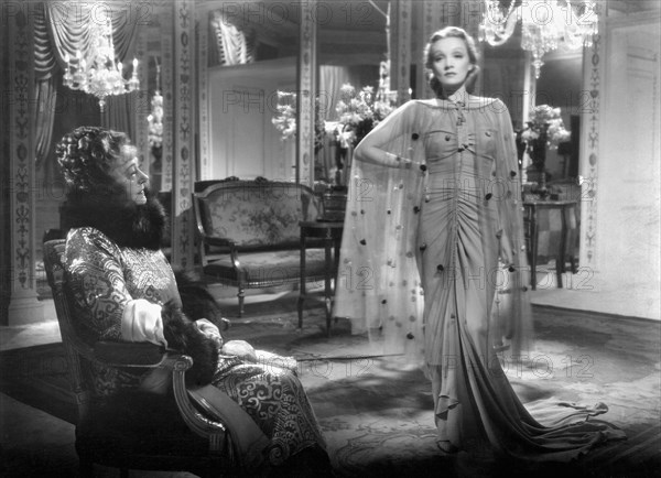 Irene Vanbrugh, Marlene Dietrich, on-set of the Film, "Knight Without Armour", 1937