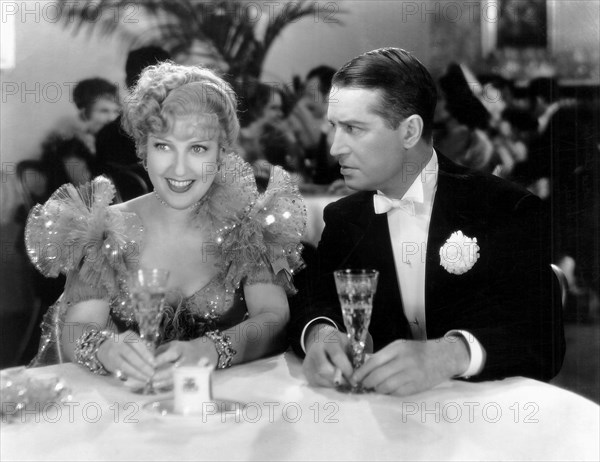 Jeanette MacDonald, Maurice Chevalier, on-set of the Film, "The Merry Widow", 1934