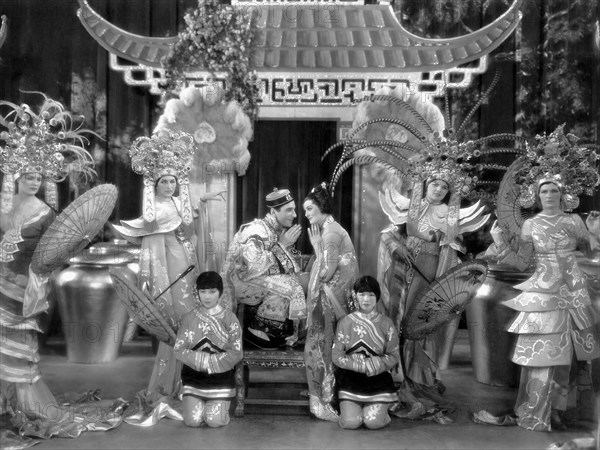 Nick Lucas, Myrna Loy, on-set of the Film, "The Show of Shows", 1929