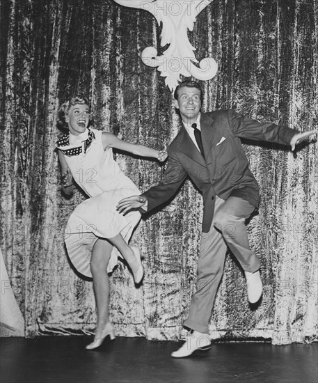 Doris Day, Gene Nelson, on-set of the Film, "Tea for Two", 1950