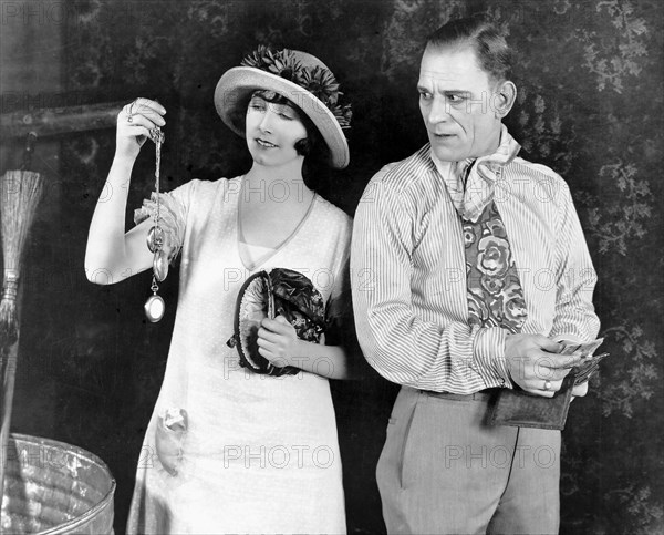 Mae Busch, Lon Chaney, on-set of the Film, "The Unholy Three", 1925