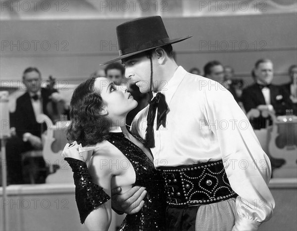 Dolores Del Rio, Ricardo Cortez, on-set of the Film, "Wonder Bar", 1934
