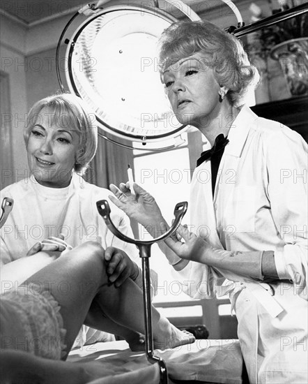 Isa Miranda (left), on-set of the Film, "A Young World" (aka Un Monde Nouveau), 1966