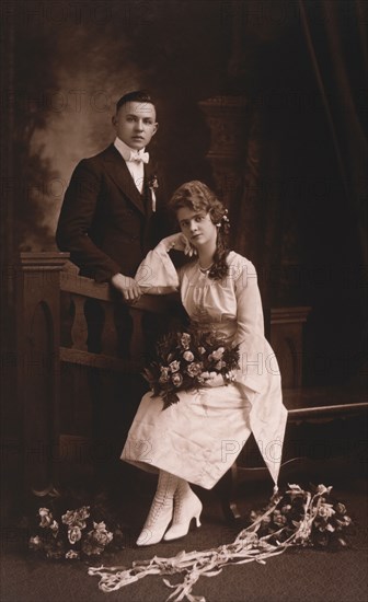 Wedding Couple, Portrait, Chicago, Illinois, USA, circa 1930