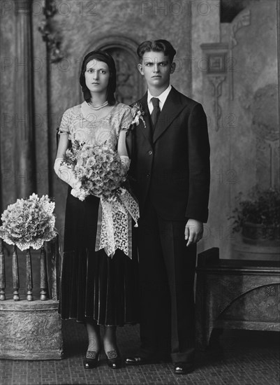 Wedding Couple, Portrait, Cicero, Illinois, USA, circa 1935