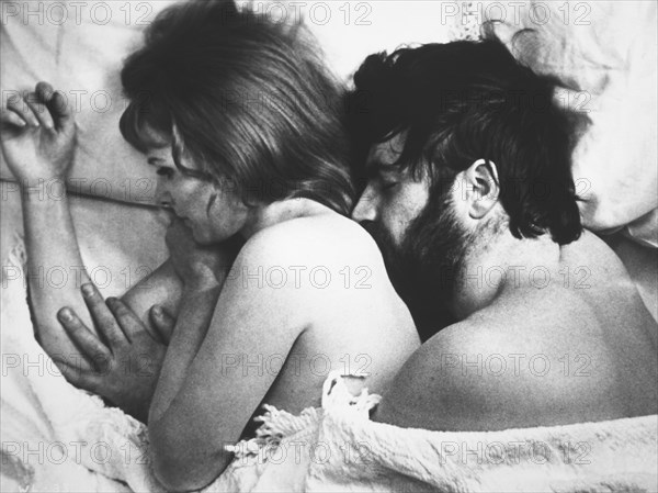 Jennie Linden and Alan Bates, on-set of the Film, "Women in Love", 1970