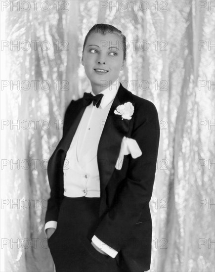 Dorothy Mackaill, Portrait in Tuxedo, on-set of the Film, "The Crystal Cup", 1927