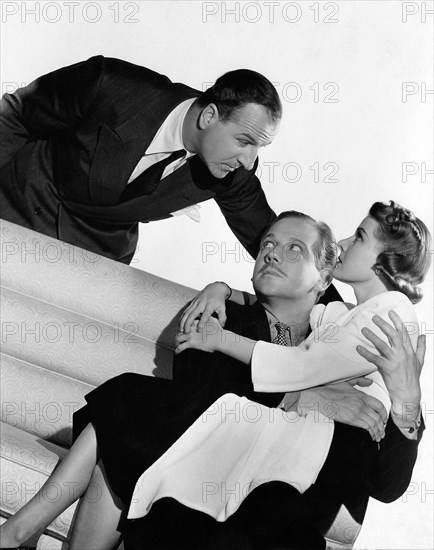 Louis Calhern, Melvyn Douglas, Florence Rice, Publicity Portrait, on-set of the Film, "Fast Company", 1938