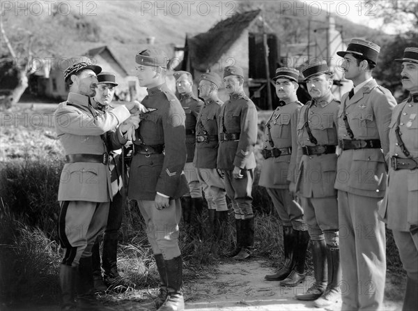 William Boyd (receiving medal), on-set of the Film, "The Flying Fool", 1929