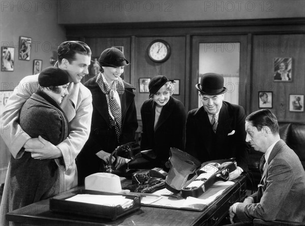 Ruby Keeler, Dick Powell, Aline MacMahon, Joan Blondell, Tammany Young, Ned Sparks, on-set of the Film, "Gold Diggers of 1933", 1933