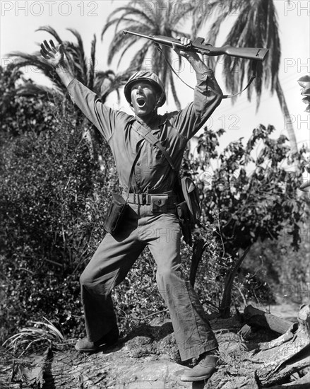 Randolph Scott, on-set of the Film, "Gung Ho!", 1943