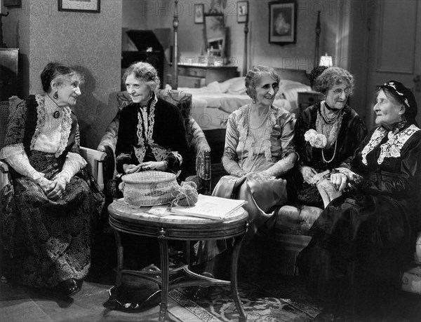 Clara Bracy (left) and Group of Elderly Women, on-set of the Film, "If I Had a Million", 1932