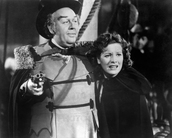 Charles Laughton and Maureen O'Hara, on-set of the Film, "Jamaica Inn", 1939
