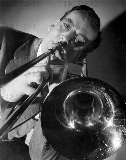 Glenn Miller, on-set of the Film, "Orchestra Wives", 20th Century Fox, 1942