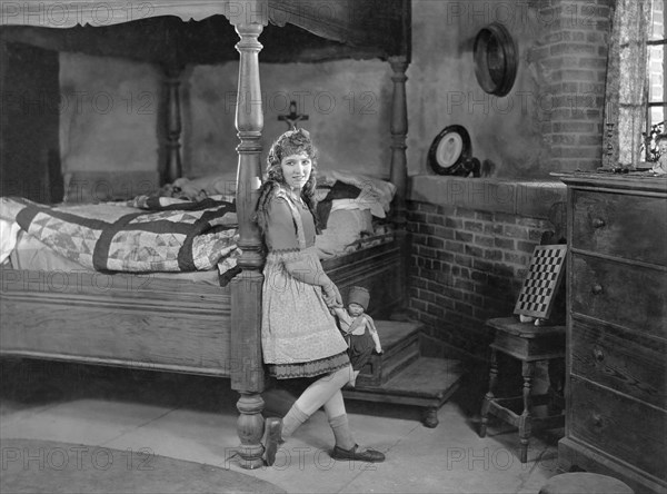 Mary Pickford, on-set of the Silent Film, "Through the Back Door", 1921