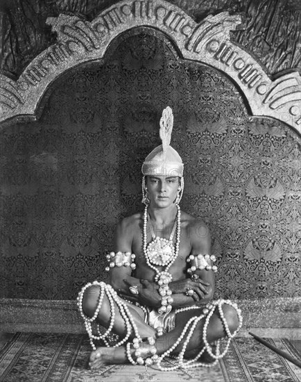 Rudolph Valentino, on-set of the Silent Film, "The Young Rajah", 1922