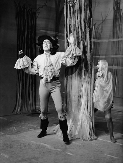 Cyril Ritchard and Mary Martin, on-set of the TV Movie, "Peter Pan", aired on Producers Showcase, NBC-TV, season two, episode 5, January 9, 1956