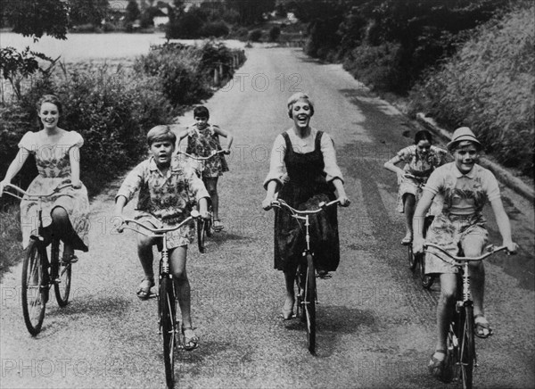 Julie Andrews and Children, on-set of the Film, "The Sound of Music", 1965