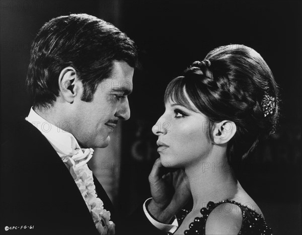 Omar Sharif, Barbra Streisand, on-set of the Film, "Funny Girl", 1968