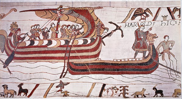 William the Conqueror Sails against England, 1066, The Bayeux Tapestry