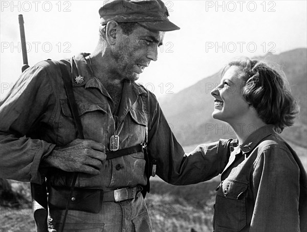 Humphrey Bogart, June Allyson, on-set of the Film, "Battle Circus", 1953