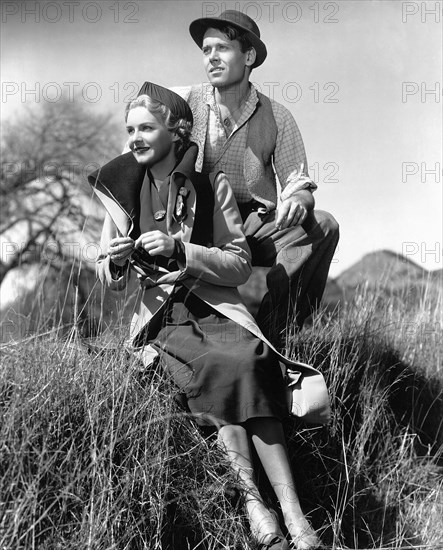 Madeleine Carroll, Henry Fonda, on-set of the Film, "Blockade", 1938