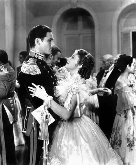 Errol Flynn, Olivia De Havilland, on-set of the Film, "The Charge of the Light Brigade", 1936