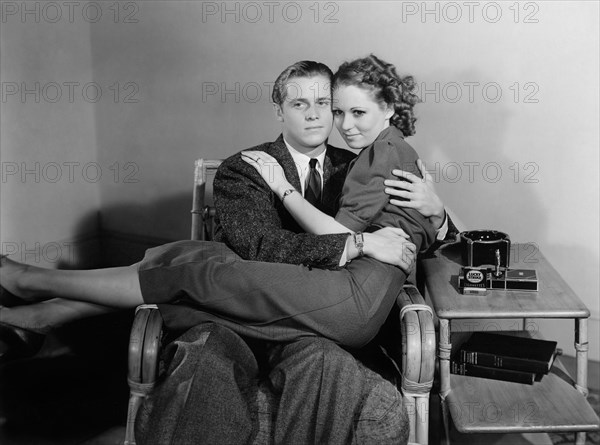 Maurice Murphy, Doris Weston, on-set of the Film, "Delinquent Parents", 1938