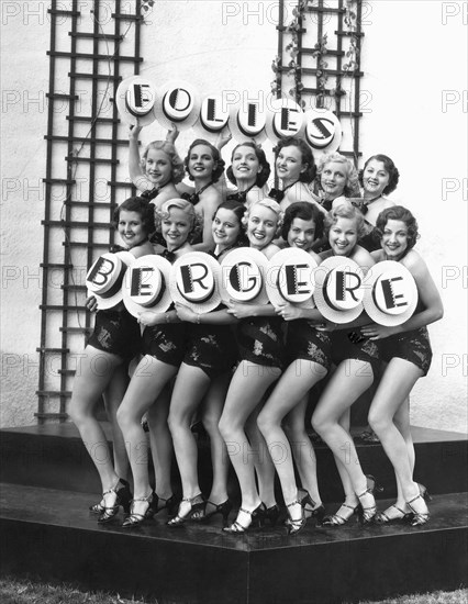 Chorus Girls, Publicity Portrait on-set of the Film, "Folies Bergere de Paris", 20th Century Fox, 1935