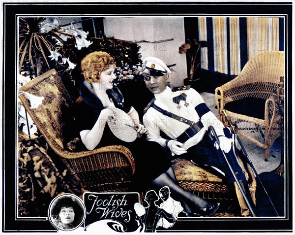 Miss DuPont, Erich von Stroheim, on-set of the Silent Film, "Foolish Wives', 1922