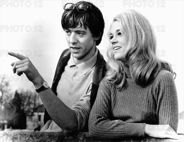 Peter McEnery, Jane Fonda, on-set of the Film, "The Game is Over" (aka La Curee), 1966