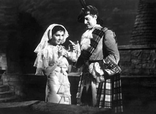 Jean Parker, Robert Donat, on-set of the Film, "The Ghost Goes West", 1935