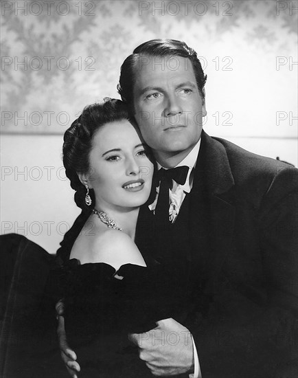 Barbara Stanwyck, Joel McCrea, on-set of the Film, "The Great Lady's Man", 1942