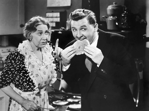 Georgia Caine, Eddie Bracken, on-set of the Film, "Hail the Conquering Hero", 1944