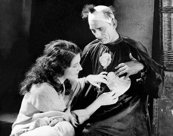 Norma Shearer, Lon Chaney, on-set of the Silent Film, "He who Gets Slapped", 1924