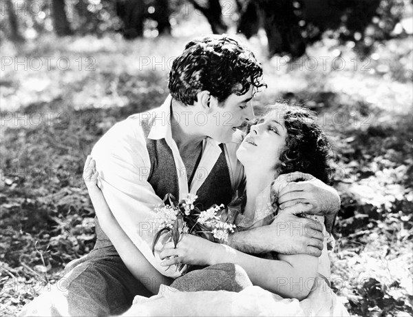 John Gilbert, Norma Shearer, on-set of the Silent Film, "He who Gets Slapped", 1924