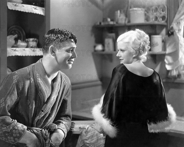 Clark Gable, Jean Harlow, on-set of the Film, "Hold Your Man", 1933