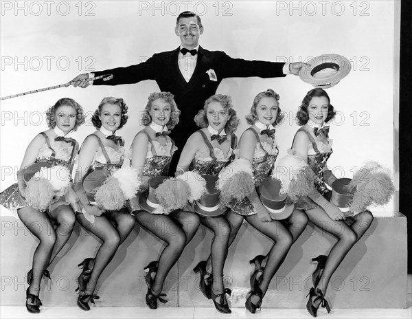 Virginia Grey, Lorraine Krueger, Joan Marsh, Clark Gable, Virginia Dale, Paula Stone, Bernadene Stromberg, Publicity Portrait for the Film, "Idiot's Delight", 1939