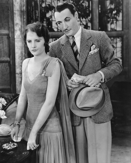 Barbara Stanwyck, Rod La Rocque, on-set of the Film, "The Locked Door", 1929