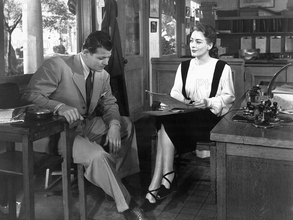 Jack Carson, Joan Crawford, on-set of the Film, "Mildred Pierce", 1945