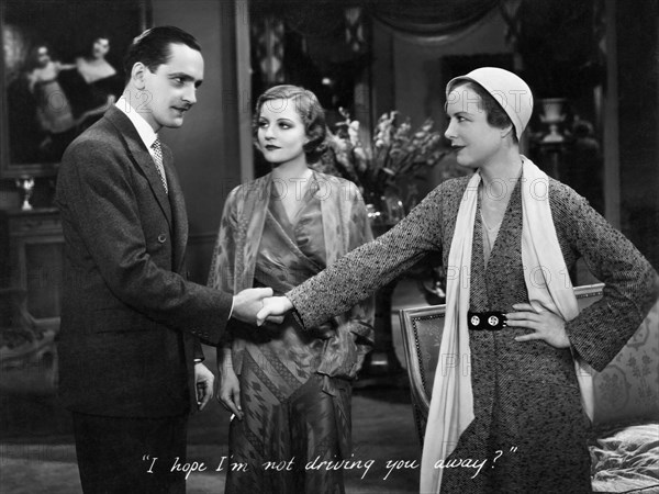 Fredric March, Tallulah Bankhead (Center), on-set of the Film, "My Sin", 1931