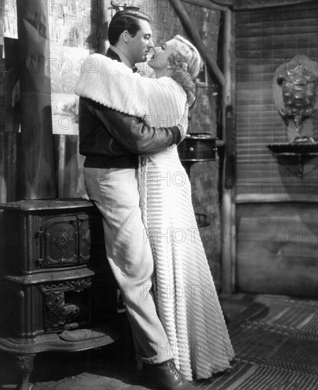 Cary Grant, Jean Arthur, on-set of the Film, "Only Angels Have Wings" 1939