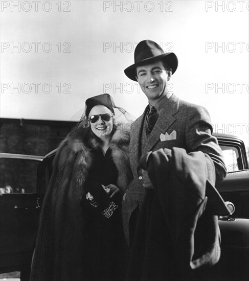 Jean Harlow, Robert Taylor, on-set of the Film, "Personal Property", 1937