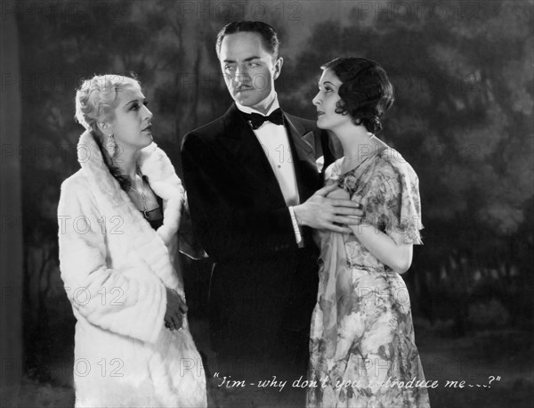 Natalie Moorhead, William Powell, Marion Shilling, on-set of the Film, "Shadow of the Law", 1930