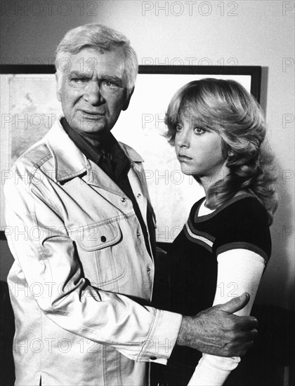 Buddy Ebsen, Bonnie Ebsen, on-set of the TV Series, "Barnaby Jones", 1978