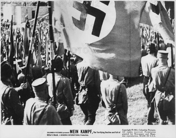 Marching WWII German Soldiers from the Documentary Film, "Mein Kampf", 1960